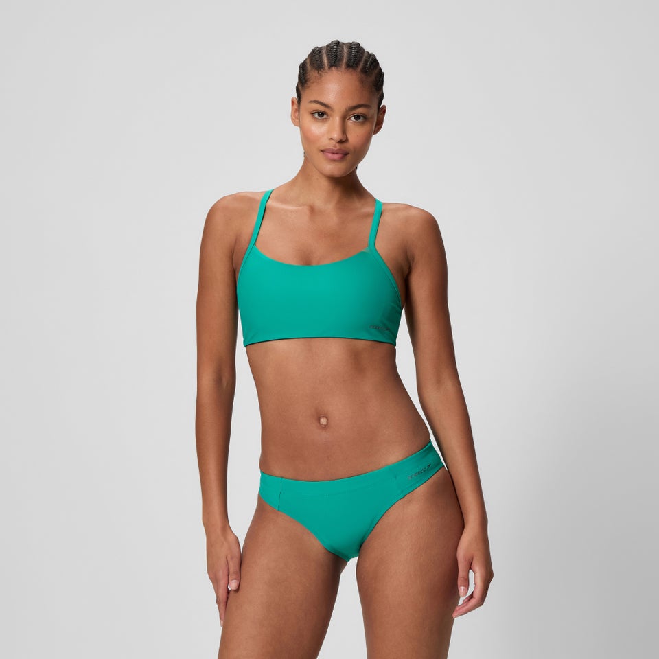 Haut de bikini à dos nageur uni pour femmes, sarcelle