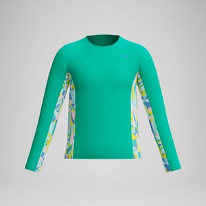 Girls Printed Long Sleeve Rashguard Green