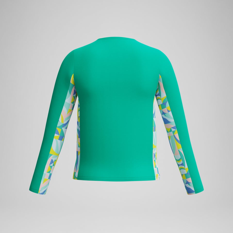Girls Printed Long Sleeve Rashguard Green
