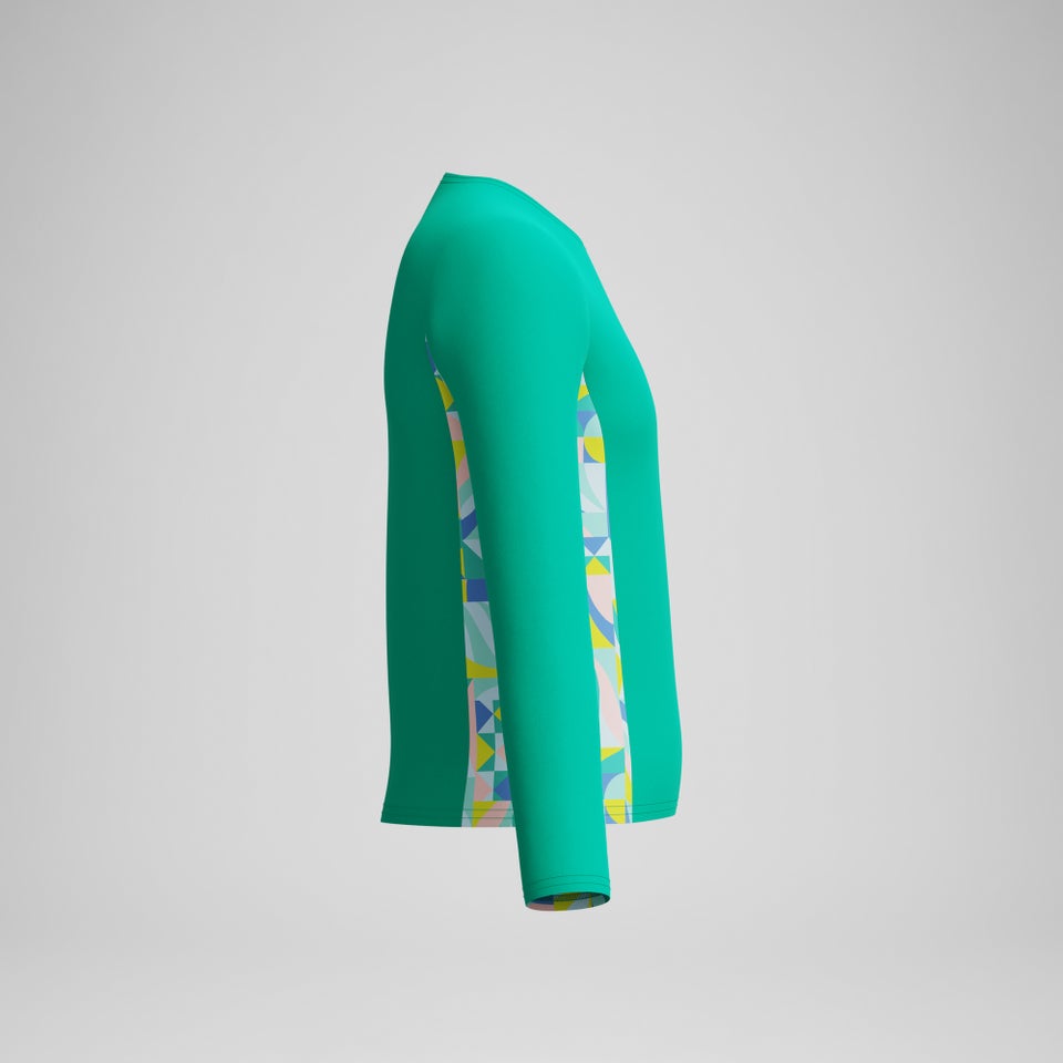 Girls Printed Long Sleeve Rashguard Green