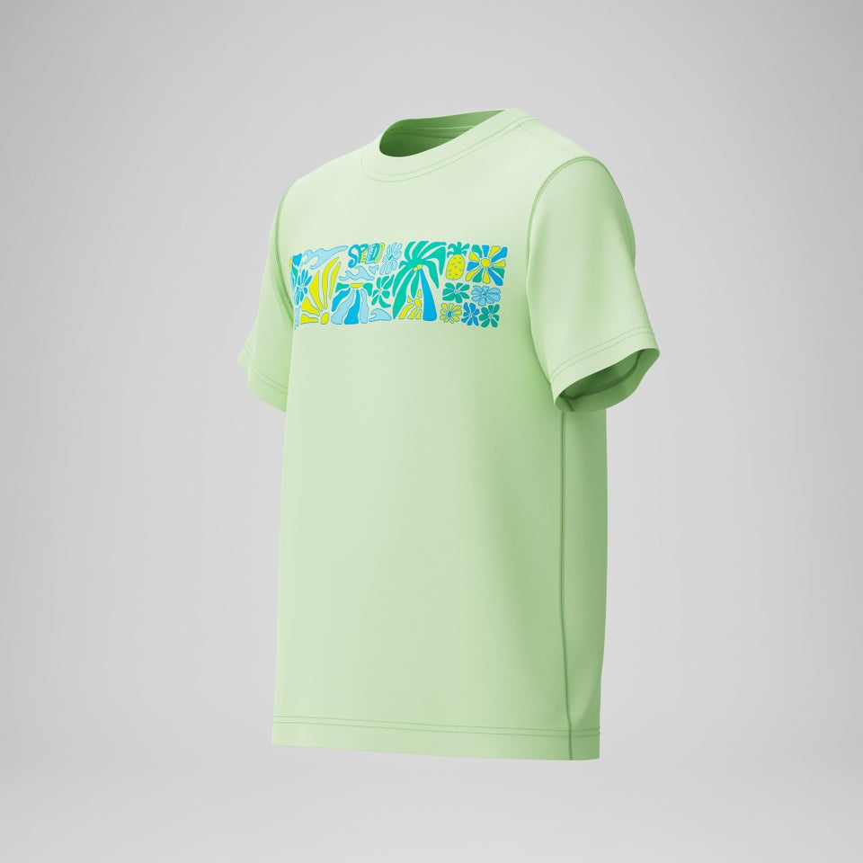 Boys Graphic Short Sleeve Swim Shirt Green