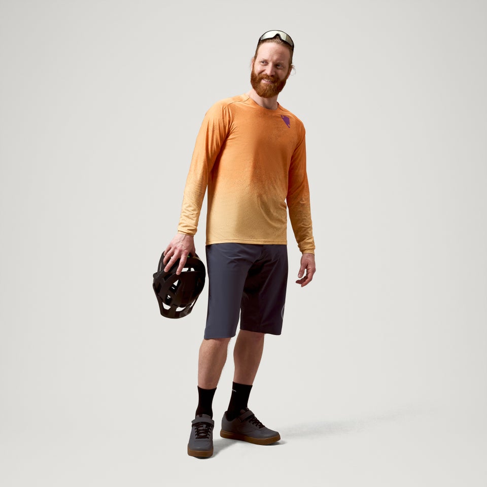 Men's SingleTrack L/S Print Tee  - Endura Orange
