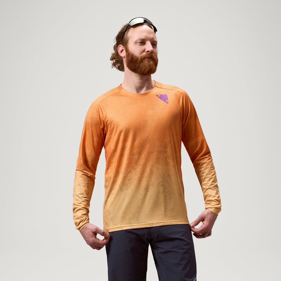 Men's SingleTrack L/S Print Tee  - Endura Orange