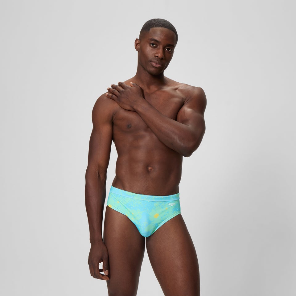 Men's The Speedo Printed 3" Brief Blue/Mint
