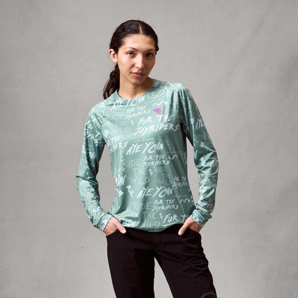 Damen SingleTrack L/A Print T-Shirt  - Salbei Grün