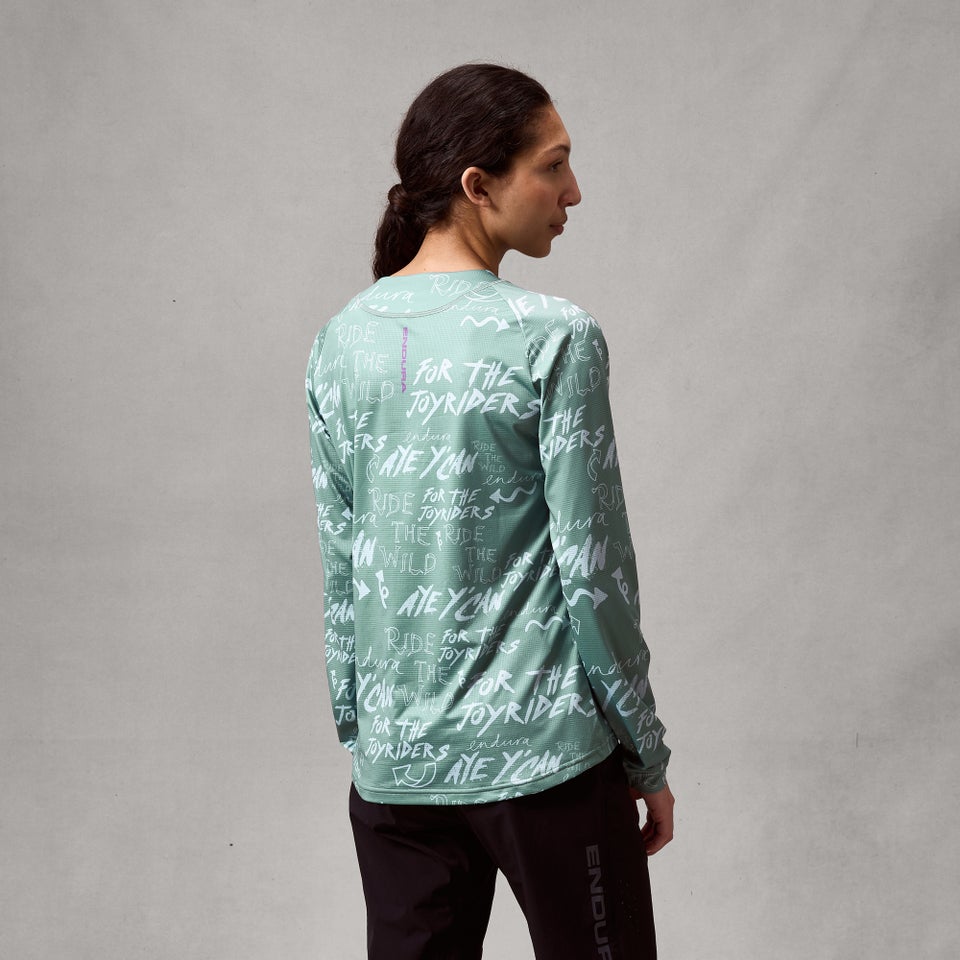 Damen SingleTrack L/A Print T-Shirt  - Salbei Grün