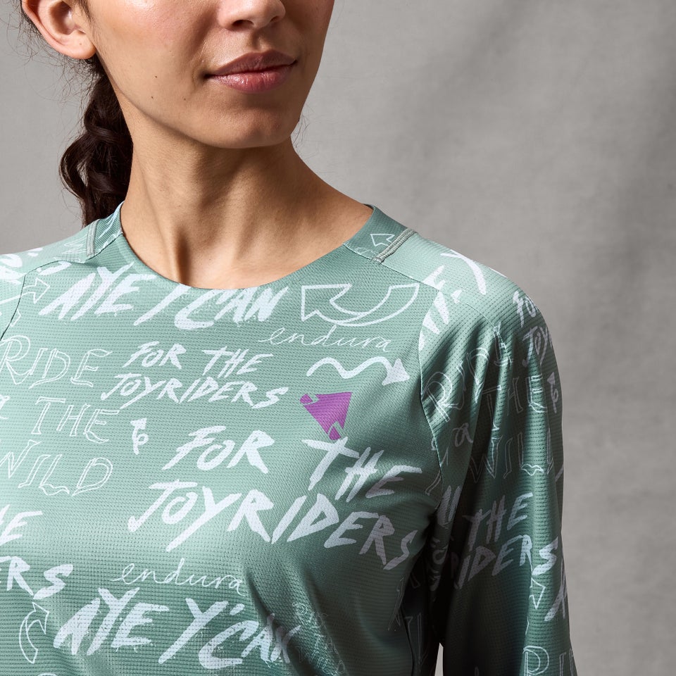 Damen SingleTrack L/A Print T-Shirt  - Salbei Grün