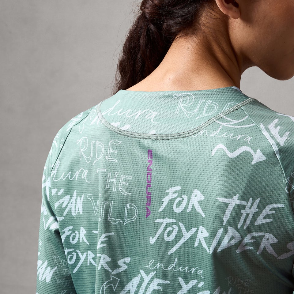 Damen SingleTrack L/A Print T-Shirt  - Salbei Grün