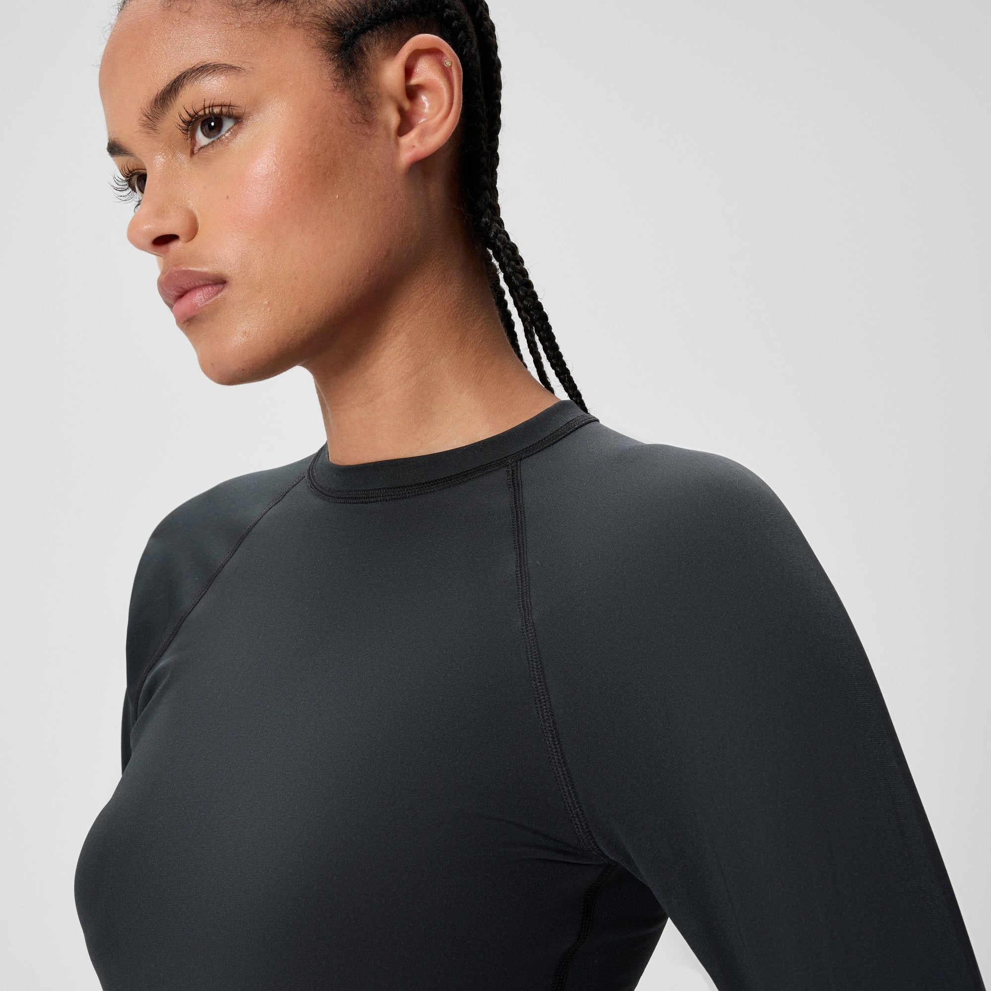 Speedo refined flare sleeve top 黒ラッシュガード Women's Long Sleeve Rashguard Black/Dark Gray | Speedo USA