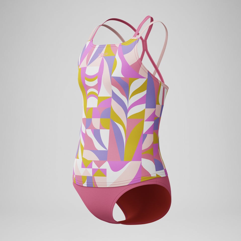 Girls Printed Strappy Two Piece Pink