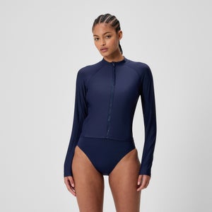 Women's Solid Long Sleeve Zip Rashguard Navy