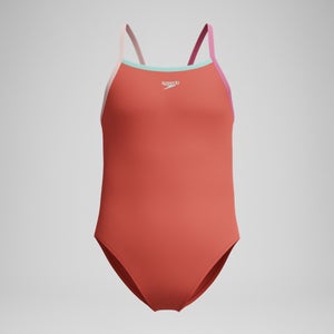 Girls Solid Propel Back One Piece Coral