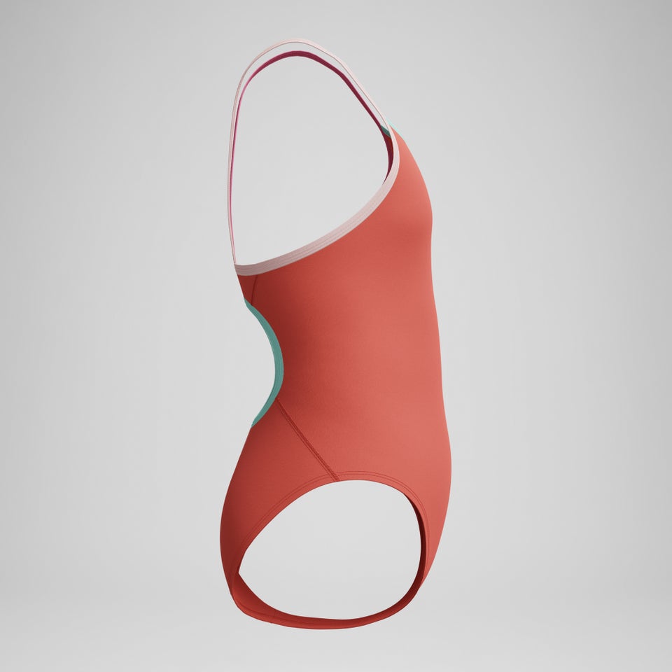 Girls Solid Propel Back One Piece Coral