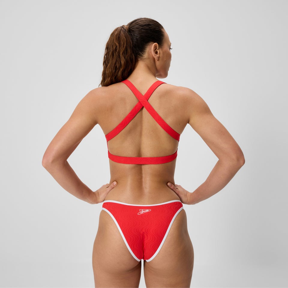 Women's Jetstream Textured Crossback Bikini Top Red/White
