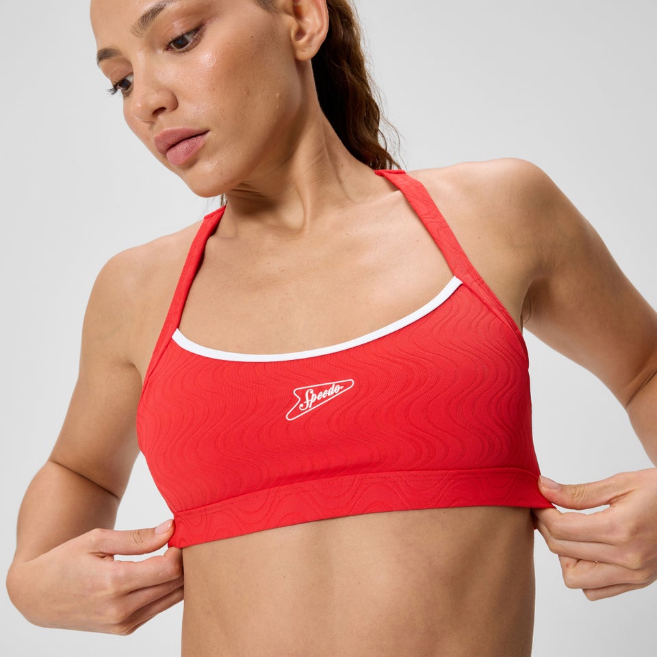 Women's Jetstream Textured Crossback Bikini Top Red/White