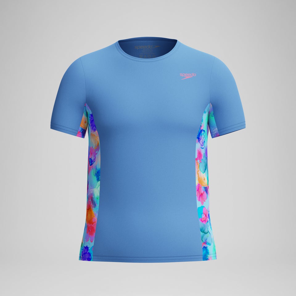 Girls Printed Short Sleeve Rashguard Blue