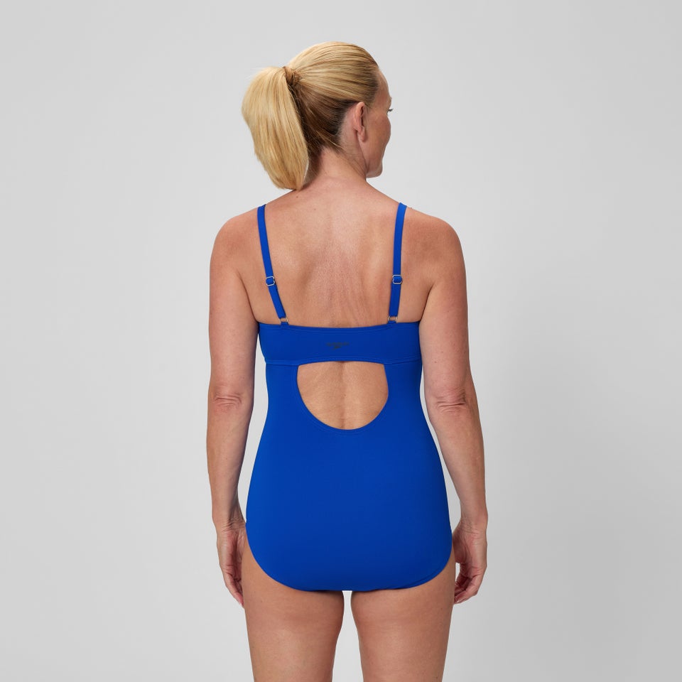 Monopièce ajustable uni Shirred pour femmes, bleu