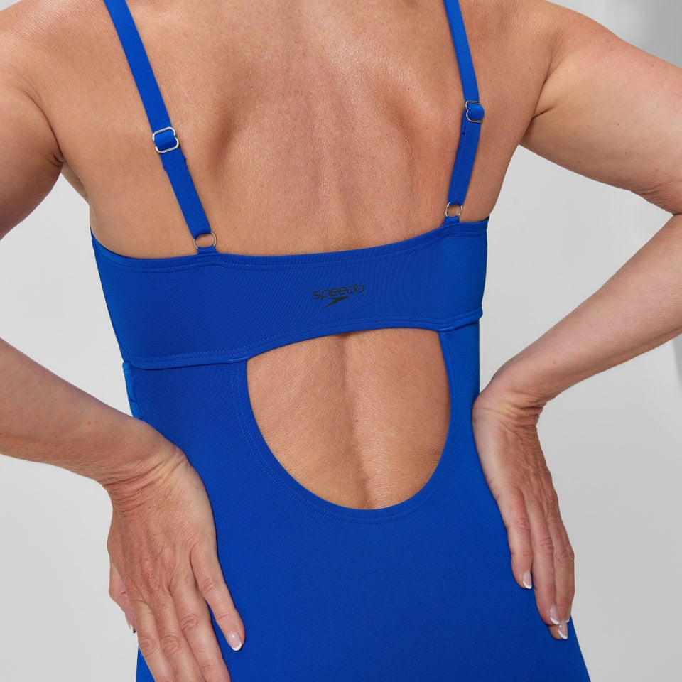 Monopièce ajustable uni Shirred pour femmes, bleu