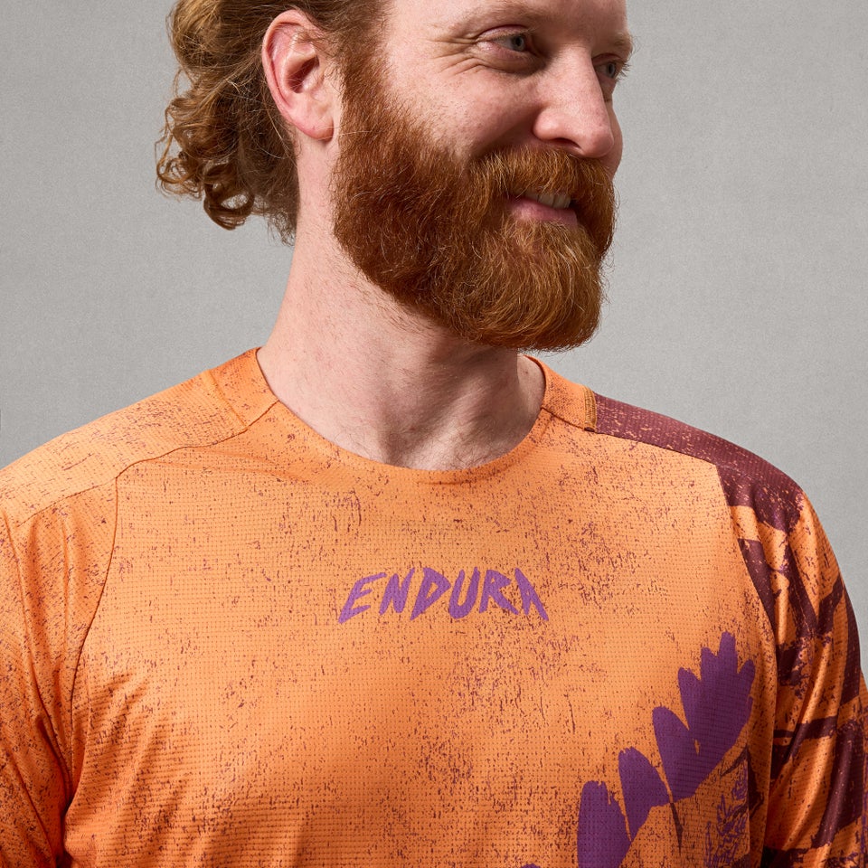 Men's SingleTrack S/S Print Tee - Endura Orange
