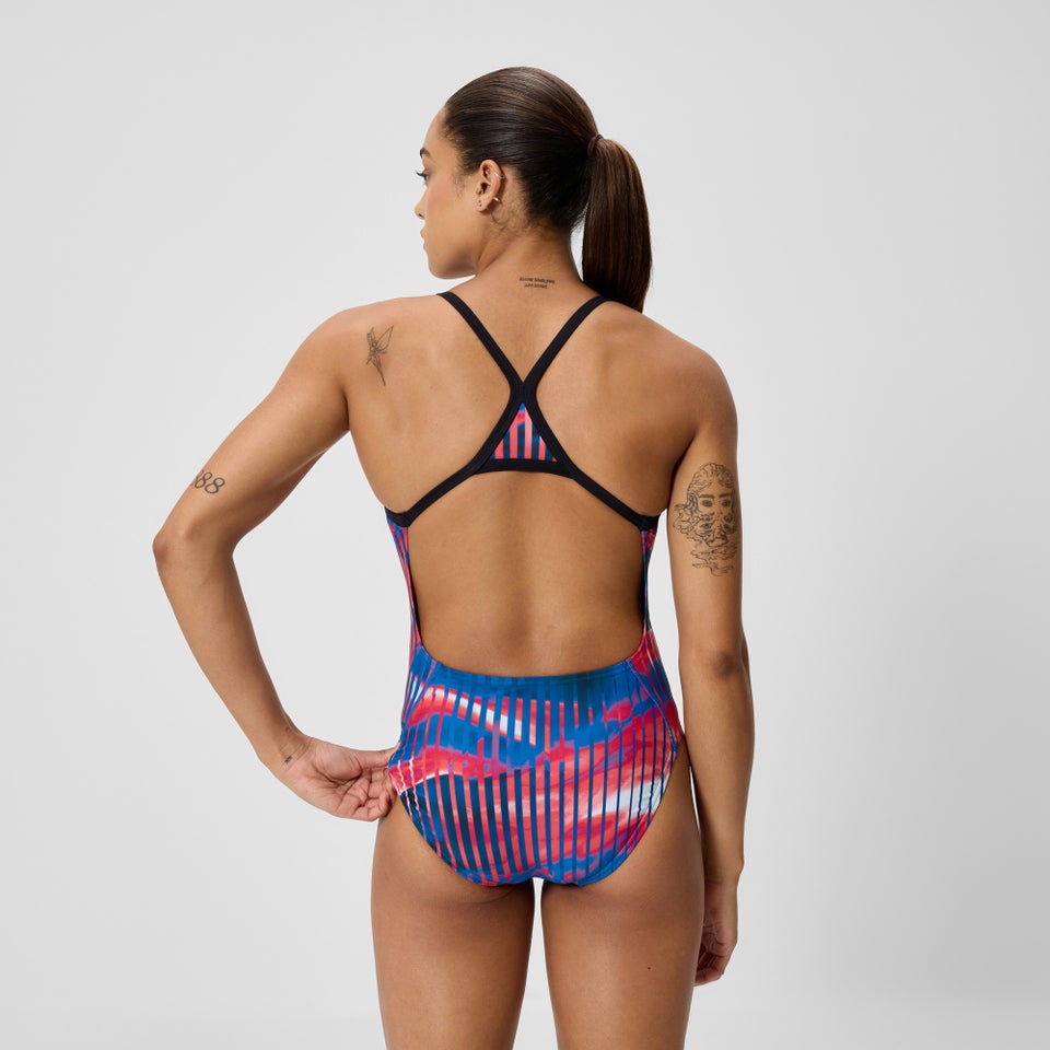 Women's Club Training Printed Turnback One Piece Red/White/Blue