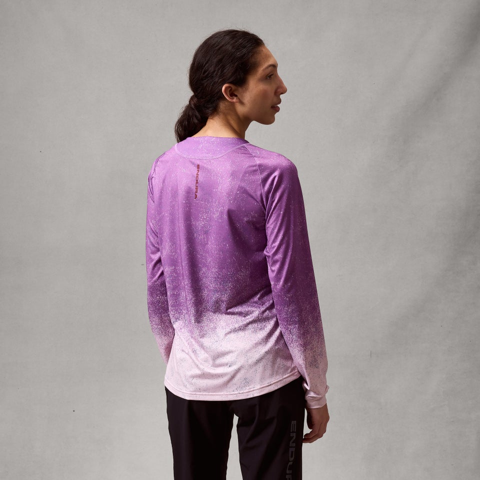 Women's SingleTrack L/S Print Tee  - Endura Purple