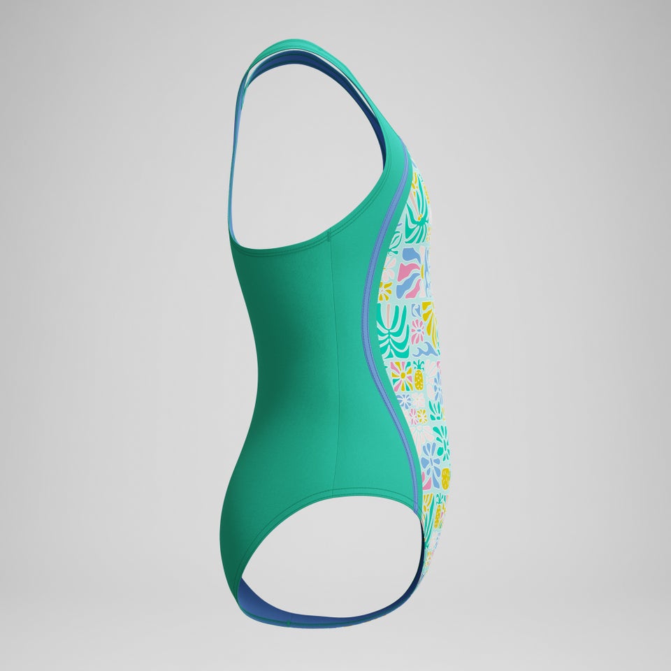 Girls Printed Sport One Piece Green