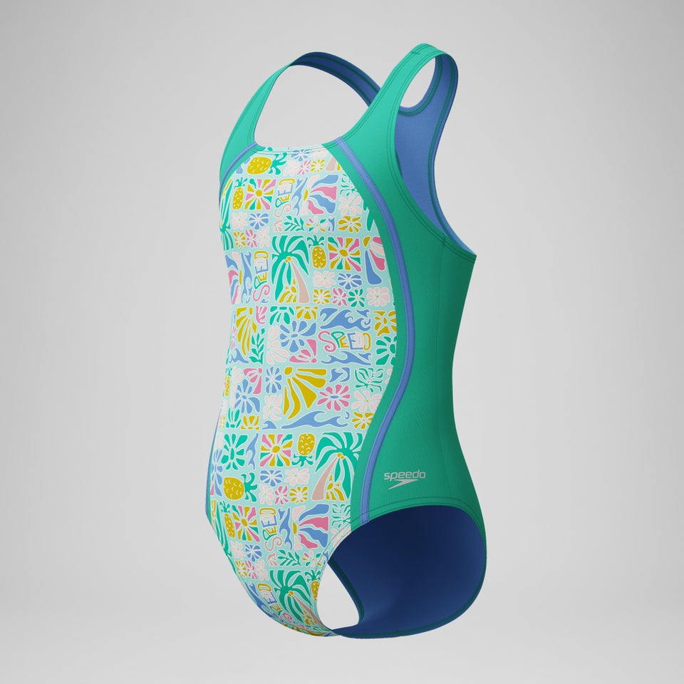 Girls Printed Sport One Piece Green