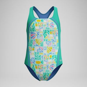 Girls Printed Sport One Piece Green