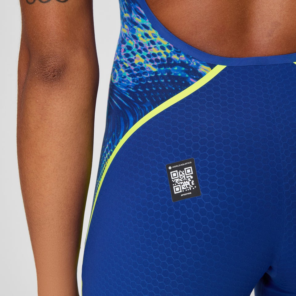 Women's Fastskin LZR Pure Intent 2.0 Openback Kneeskin Navy/Blue/Yellow