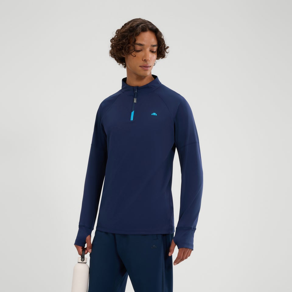 Langärmeliges T-Shirt Musica mit 1/4-Reißverschluss für Herren Marineblau