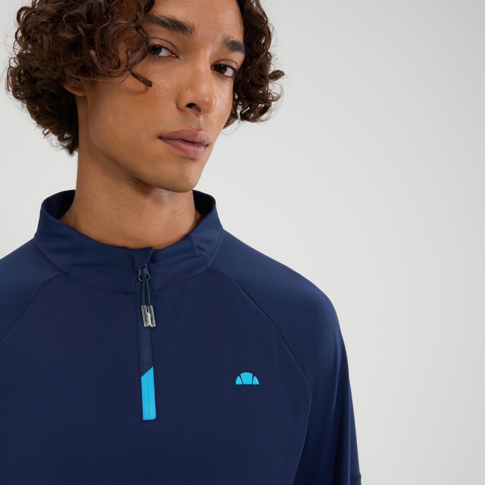 Langärmeliges T-Shirt Musica mit 1/4-Reißverschluss für Herren Marineblau