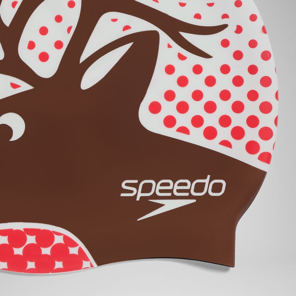 Erwachsene Weihnachts Badekappe Weiß/Braun