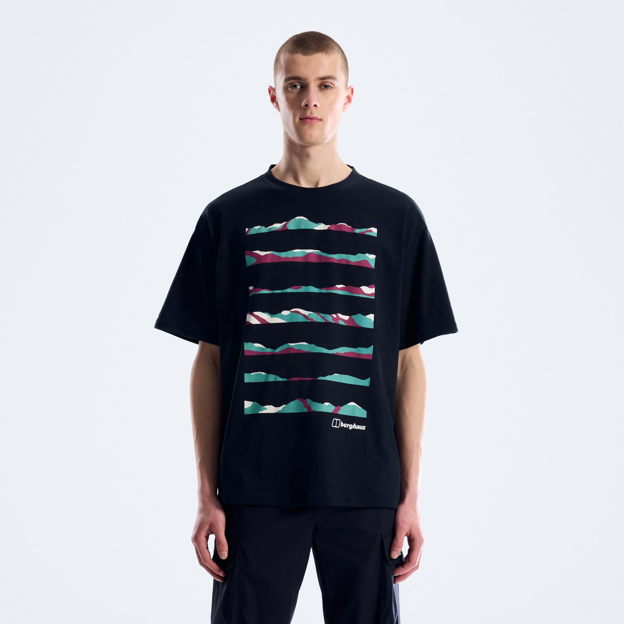 Geo Landscape Tee für Herren - Schwarz