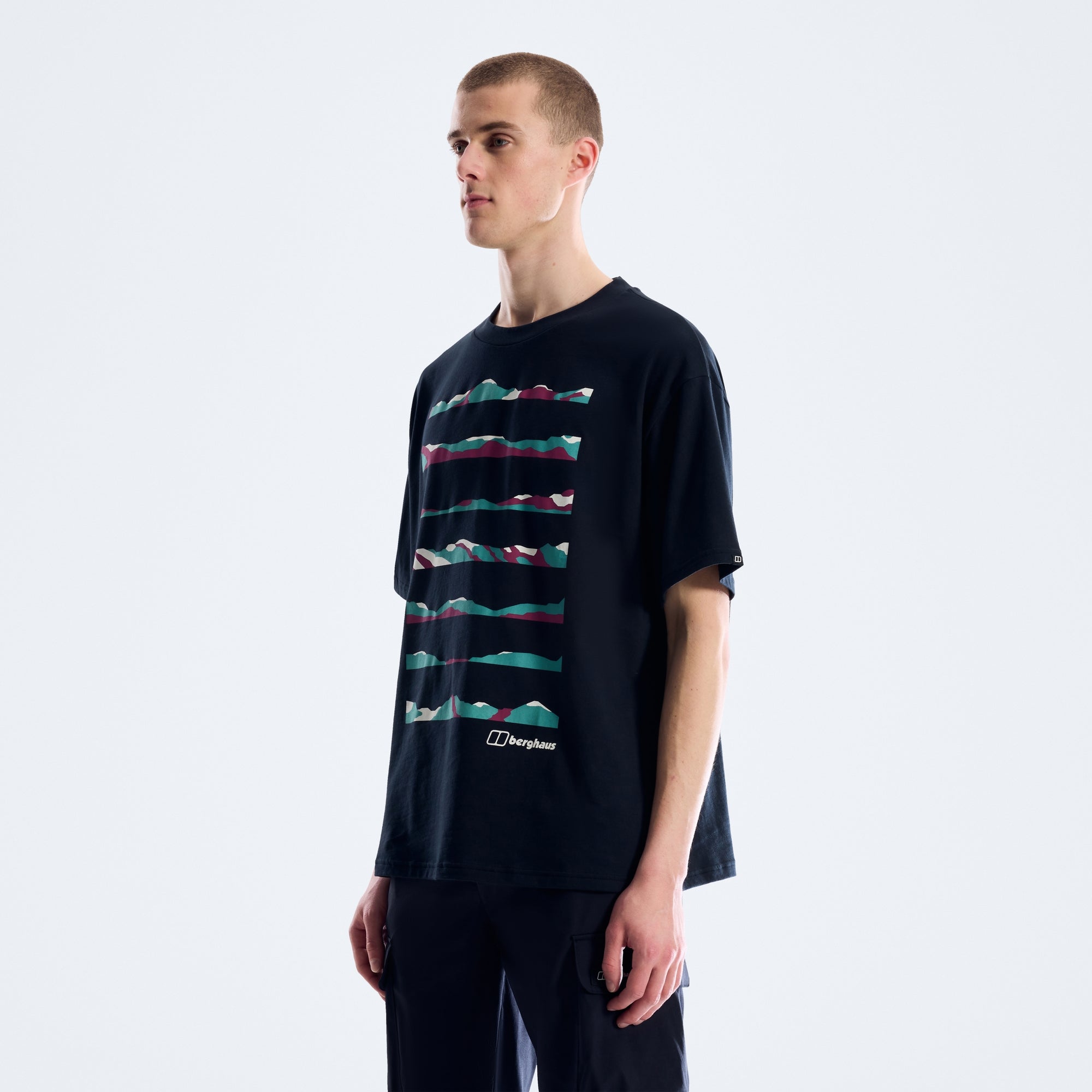 Geo Landscape Tee für Herren - Schwarz