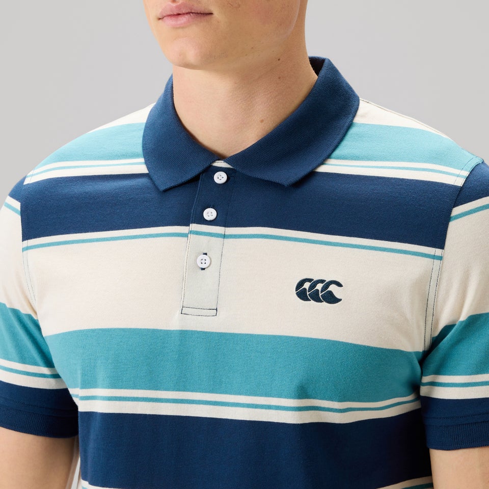 MENS FUNDAMENTALS STRIPE POLO BLUE