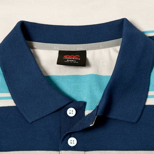 MENS FUNDAMENTALS STRIPE POLO BLUE