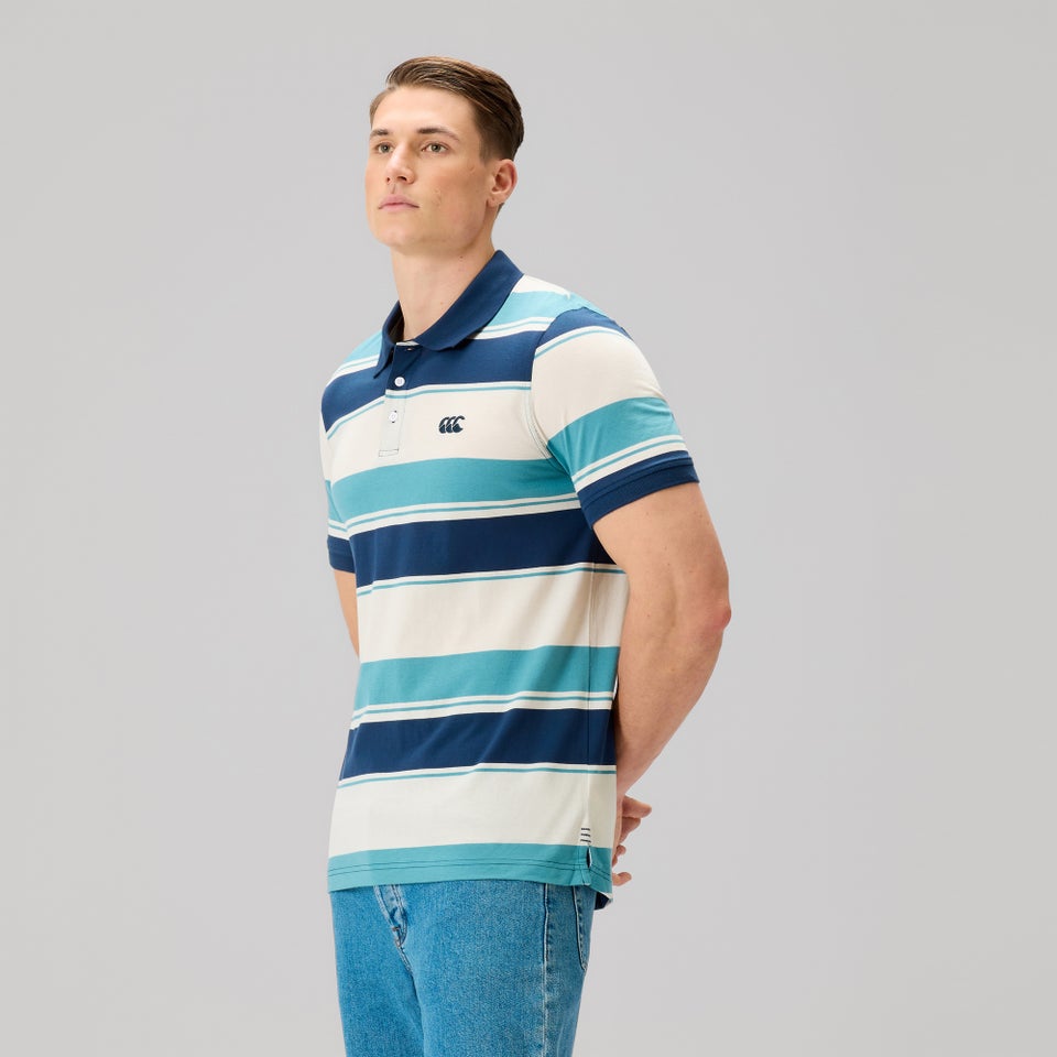 MENS FUNDAMENTALS STRIPE POLO BLUE