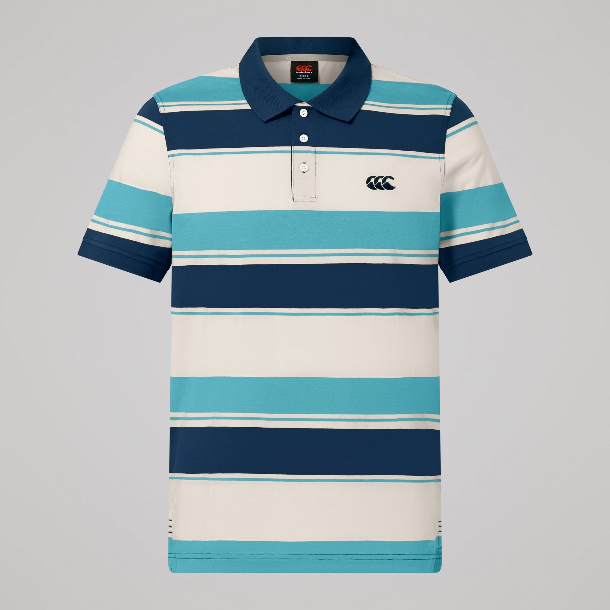 Mens Fundamentals Stripe Polo Shirt Blue | Canterbury