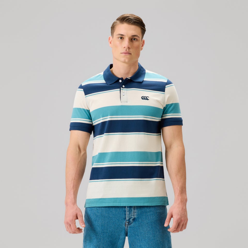 MENS FUNDAMENTALS STRIPE POLO BLUE