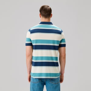 MENS FUNDAMENTALS STRIPE POLO BLUE
