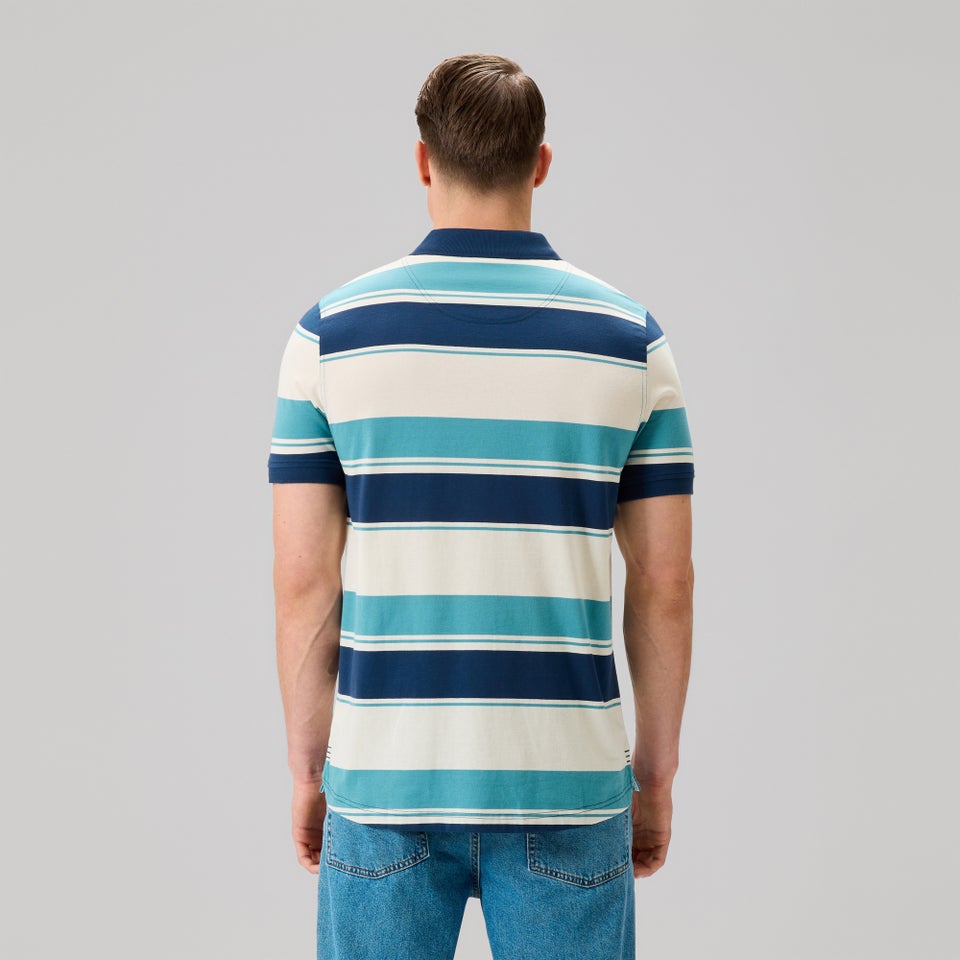 MENS FUNDAMENTALS STRIPE POLO BLUE