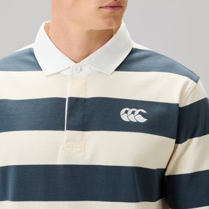 Mens Fundamentals Yarn Stripe Rugby Jersey Grey