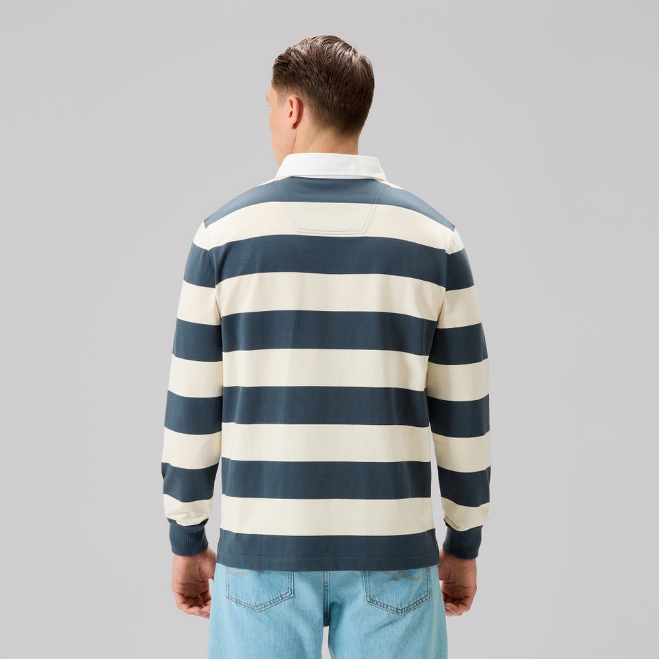 Mens Fundamentals Yarn Stripe Rugby Jersey Grey