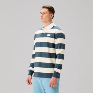 Mens Fundamentals Yarn Stripe Rugby Jersey Grey