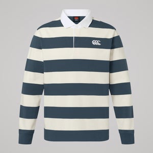Mens Fundamentals Yarn Stripe Rugby Jersey Grey