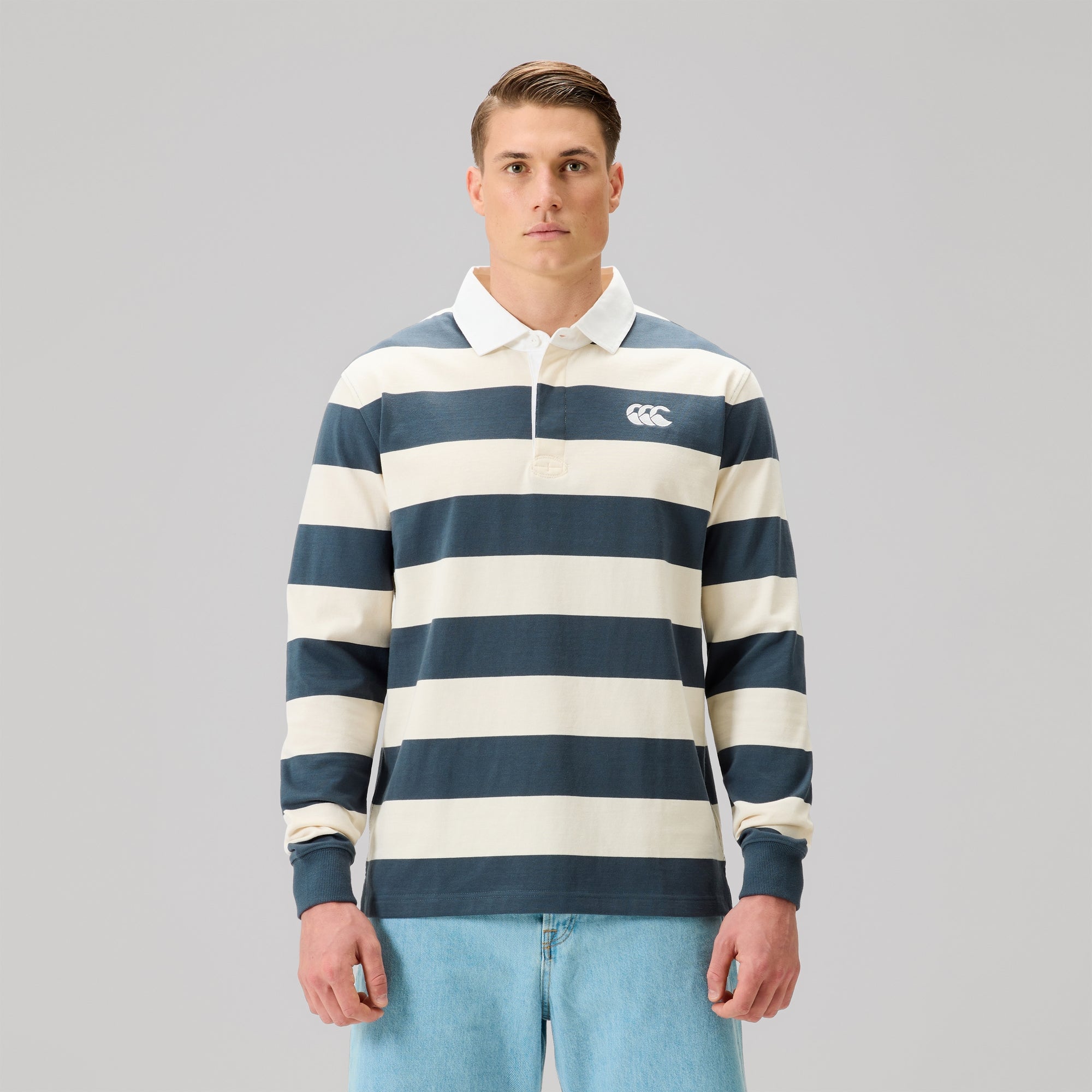 MENS FUNDAMENTALS YARN STRIPE RUGBY BLUE | Canterbury Australia