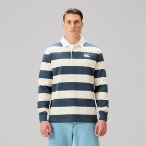 Mens Fundamentals Yarn Stripe Rugby Jersey Grey