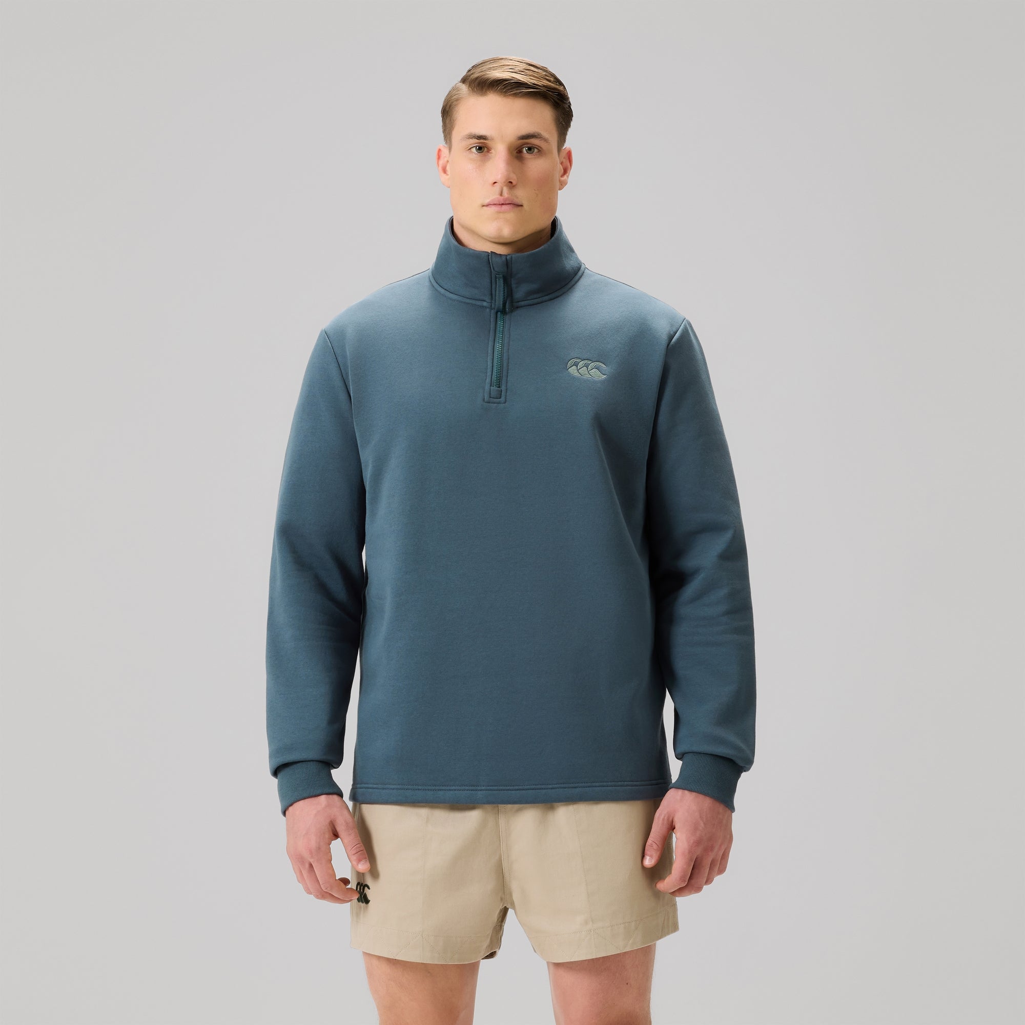 Mens Fundamentals 1/4 Zip Sweatshirt Grey | Canterbury