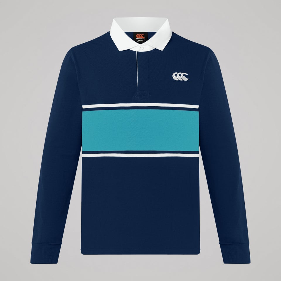 Mens Fundamentals Stripe Rugby Jersey Blue