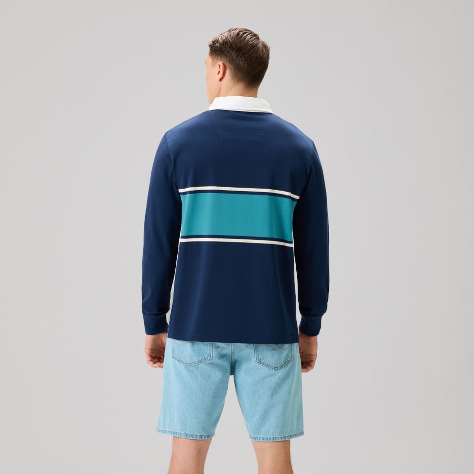 Mens Fundamentals Stripe Rugby Jersey Blue